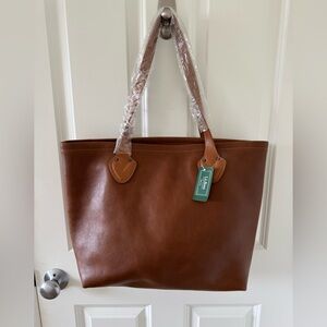 LL Bean Leather Tote Bag - NWT